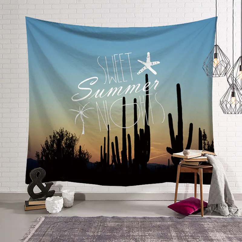Cactus Wall Tapestry Сладкие летние ночи кактус гобелен настенный гобелен для колледжа, украшения в фермерском доме, гобелены, настенная ткань - Цвет: Cactus Wall Tapestry