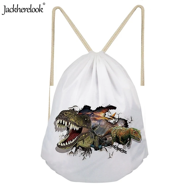 Jackhereook мультфильм Динозавр шаблон Мальчики Мужчины Drawstring сумки лето пляж фитнес спортивный рюкзак Складные легкие сумки