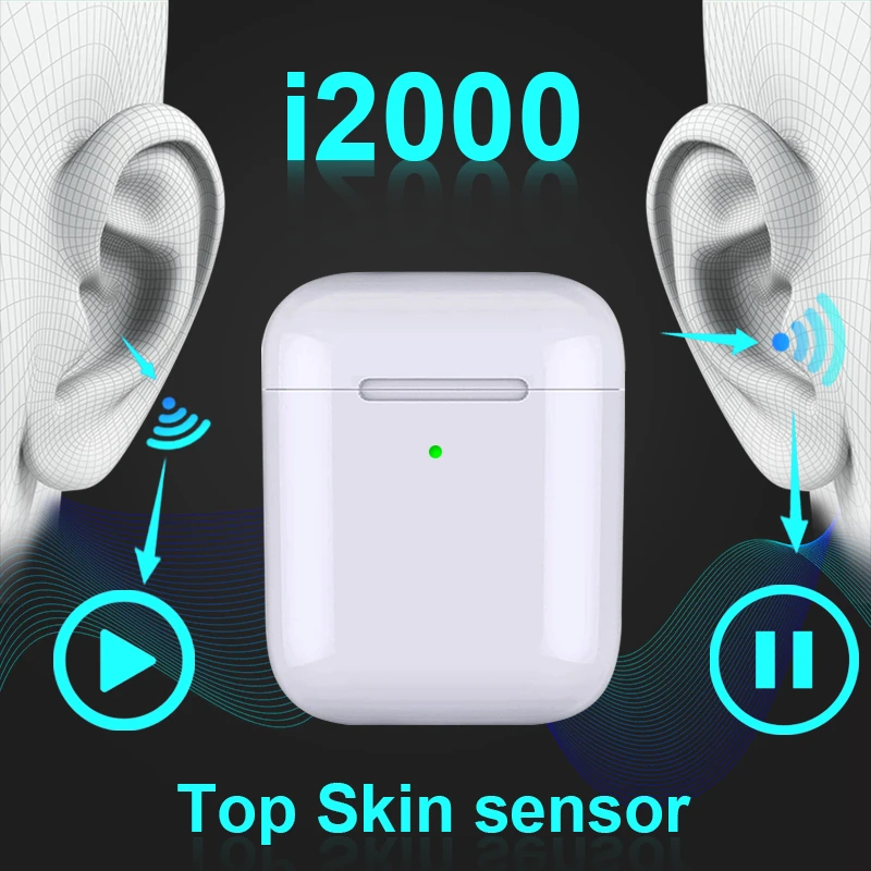 I2000 tws 1:1 беспроводная гарнитура с Bluetooth 6D super bass Tap control для iPhone Android PK i200 i800 i1000