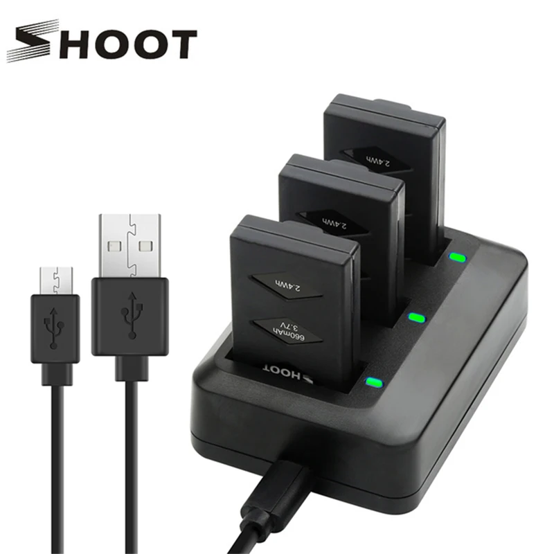 

SHOOT 3Pack 3.7V 660mAh 20C Li-po Battery with charger set for Parrot Jumping Sumo Swing Mambo Rolling Spider Drone Accessories