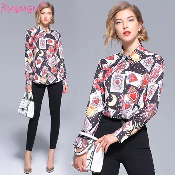 

AMBMCM Fashion Women Floral Print Shirt Summer New Sexy Blouse High Qulity Casual Vintage Blouse Fashion Tops