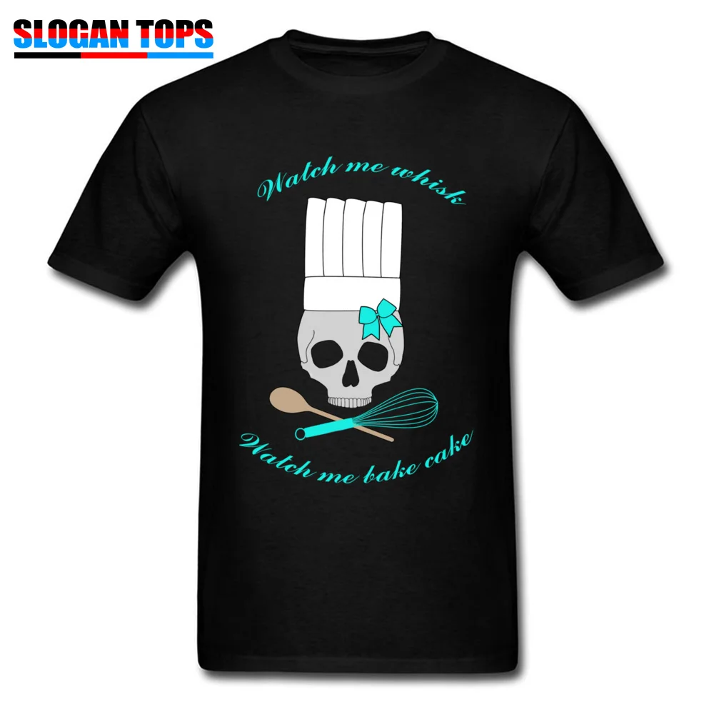 Casual Boy 2018 Casual Tops T Shirt Crew Neck Summer/Autumn 100% Cotton T-Shirt Normal Short Sleeve Tee-Shirts Watch me bake. Watch me bake cake black
