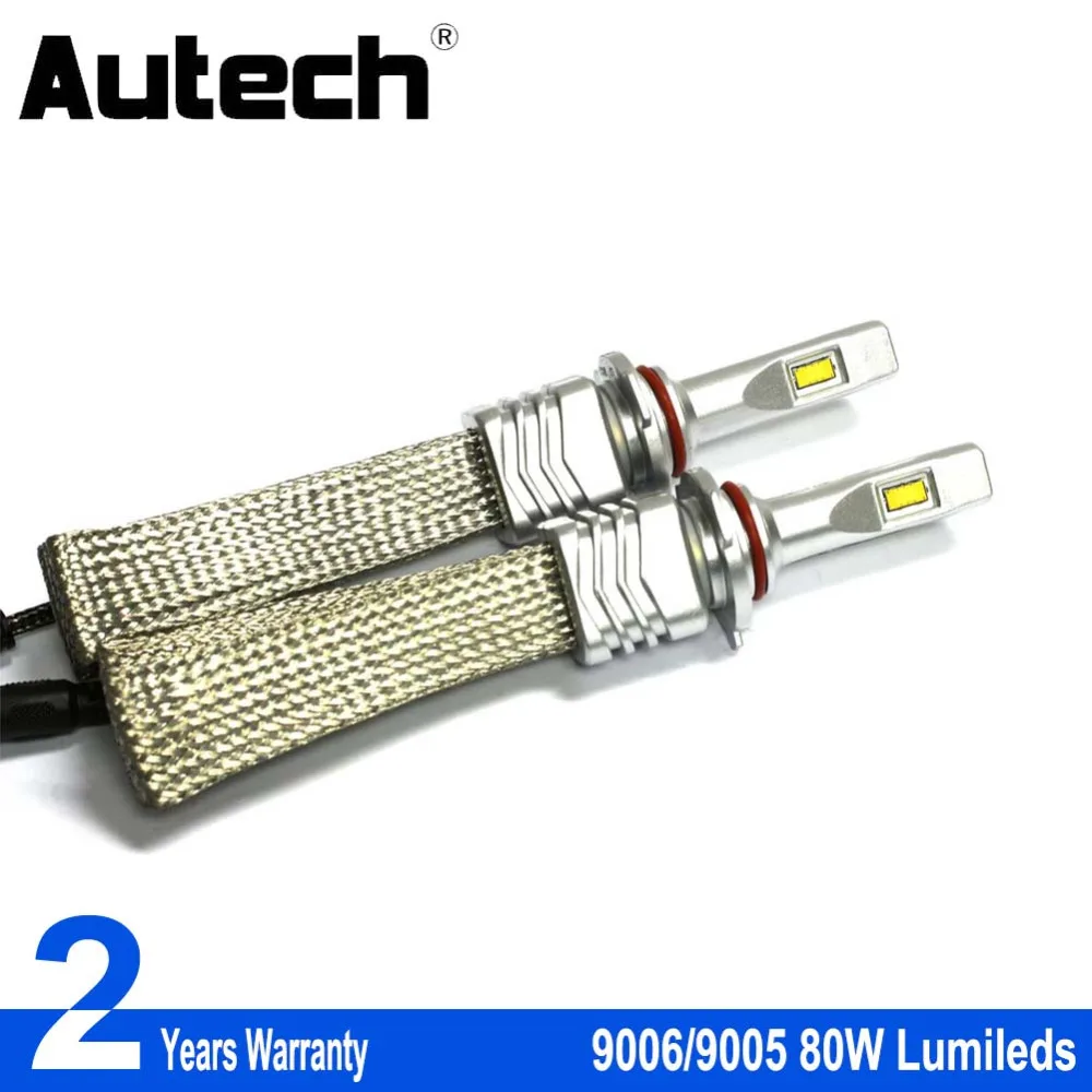 Autech Lumileds LED Headlight 9005 HB3 High Low Beam 9006 HB4 Fanless Design Quick Heat Radiation