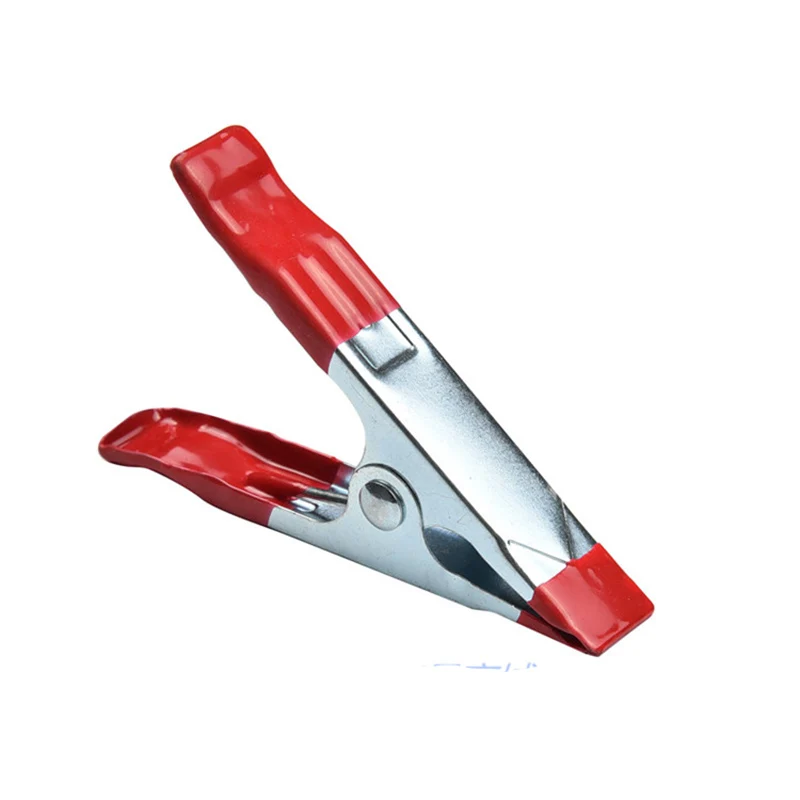 

6" Spring Clamps Grip Holder Mini Metal Heavy Duty Crocodile Clip Red Plastic Tips Tool Clips