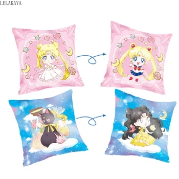 

2pcs Sailor Moon Tsukino Usagi Plush Pillows Creative Back Cushion Sofa Decoration Couple Gift Soft Stuffed Pillowcase 40x40cm