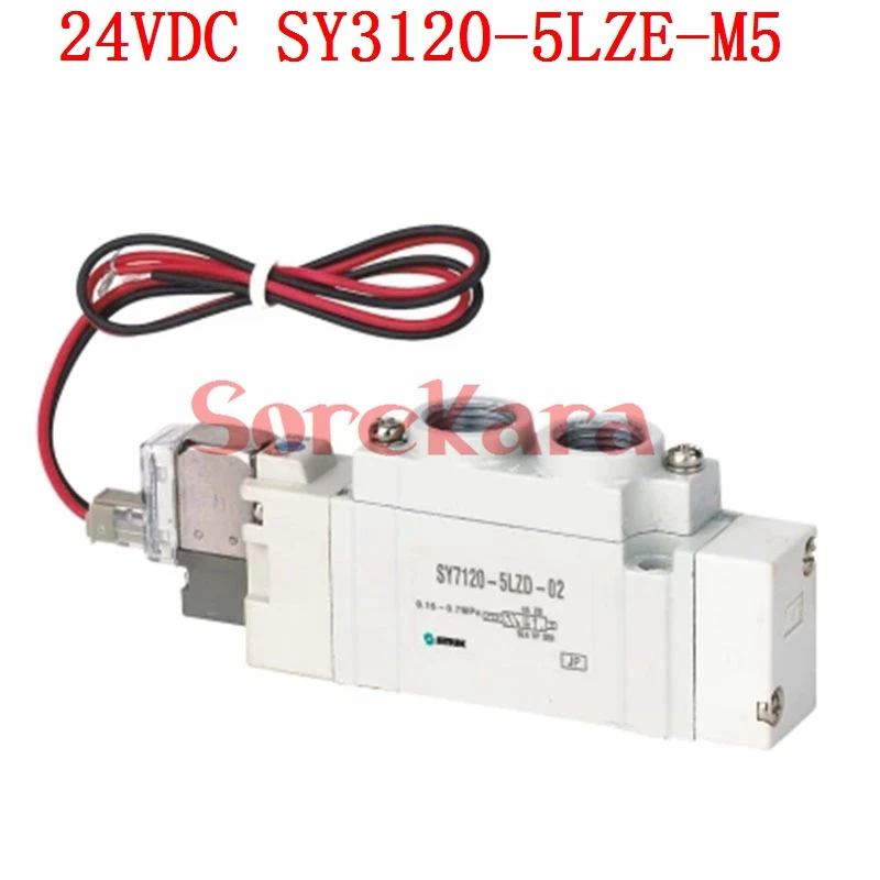 

24VDC SY3120-5LZE-M5 5/2 Way Single Actuation Solenoid Valve Body Ported L Plug Connector With Lead Wire SMC Type