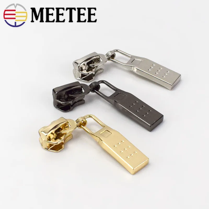 Meetee 10pcs 5 Metal Zipper Slider Head Alloy Zipper Pull Zipper Head