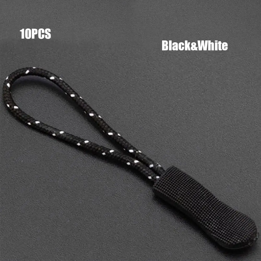 Zipper For Clothes Travel Bag Suitcase Tent Backpack Pull End Fit Rope Tag Fixer Zip Cord Tab Replacement Clip Broken Buckle - Цвет: black white