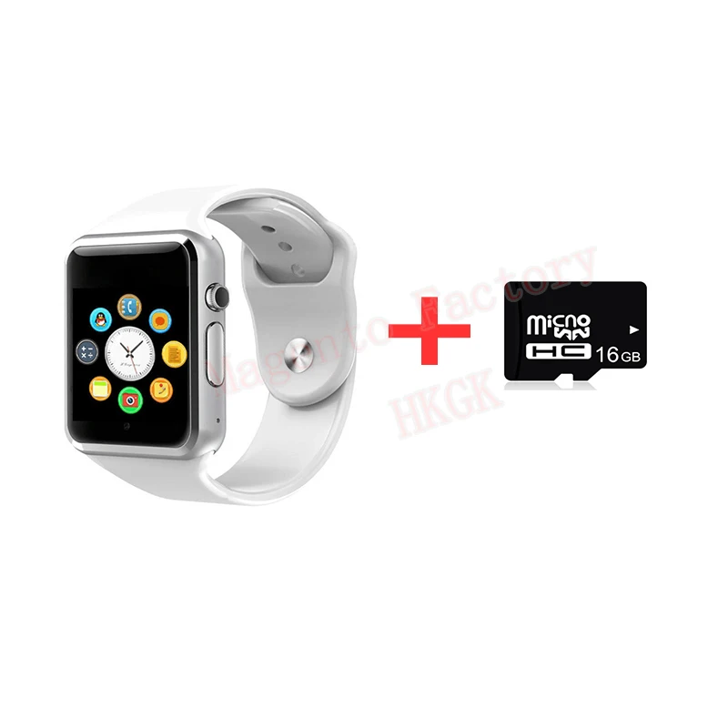 White add 16TD Card A1 Смарт-часы Bluetooth наручные спортивные часы SIM TF телефон наручные часы камеры для Apple iPhone Android samsung мужчины Wach - Цвет: White add 16TD Card
