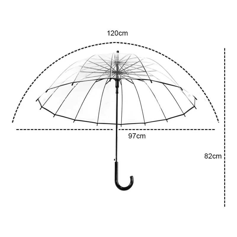 FGHGF, высокое качество, большая длинная ручка, 16 ребер, прозрачный зонт, мужской, женский, от дождя, модный, Одноцветный, автоматический, креативный, дождливый, прозрачный