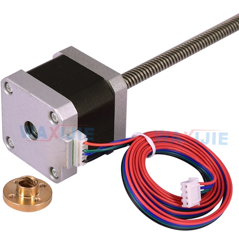Nema 17 шаговый двигатель с 4 контактным кабелем 300 мм T8 LeadScrew трапециевидные гайки