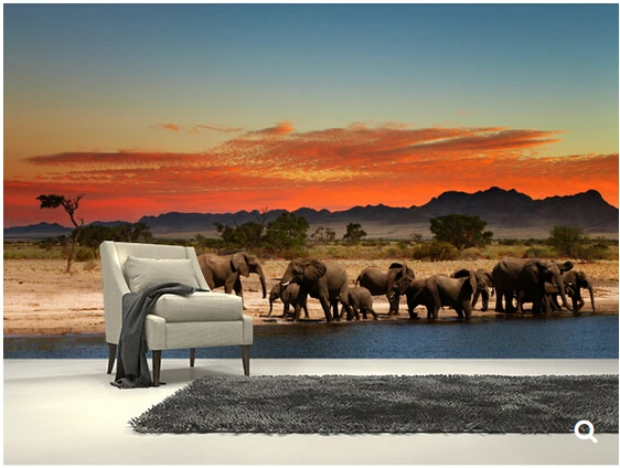 Custom natural landscape wallpaper African Elephants 3D cartoon mural for living room bedroom sofa backdrop waterproof | Строительство