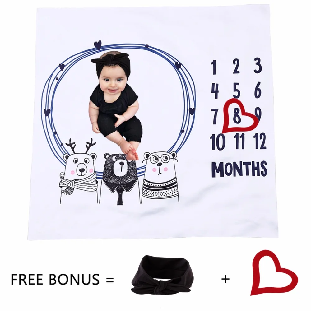 

Newborn baby Monthly Growth Milestone Blanket photography props Background Cloth Commemorate Rug Girls Boy blanket Kids Shooting