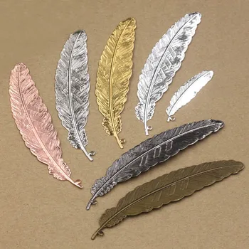 

Vintage Feather Leaf with Loop Hanger Wraps Bookmarks Blanks DIY Jewelry Accessories Findings Multi-color Plated