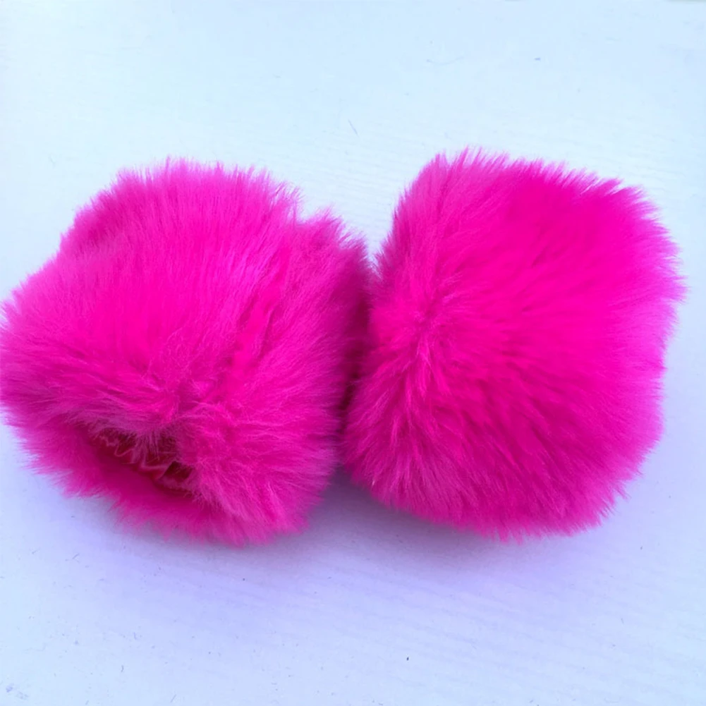 Женские наручные перчатки милые зимние теплые искусственный мех Браслет манжета Fabala - Цвет: Rose red