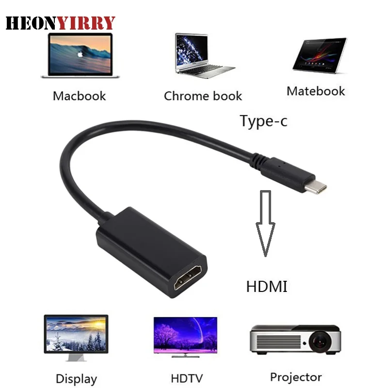 Type C To HDMI Cable Converter for Samsung Huawei Apple Usb 3.1 Thunderbolt 3 USB-C Switch To HDMI Adapter Cable LMYXC677