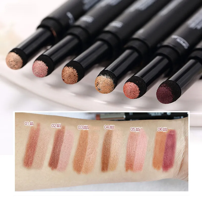 

UBUB Double Color Air Cushion Eyeshadow Pencil Velvet Shimmer Earth Color Eye Shadow Pen Highlighter Shimmer Eyes Makeup Tools