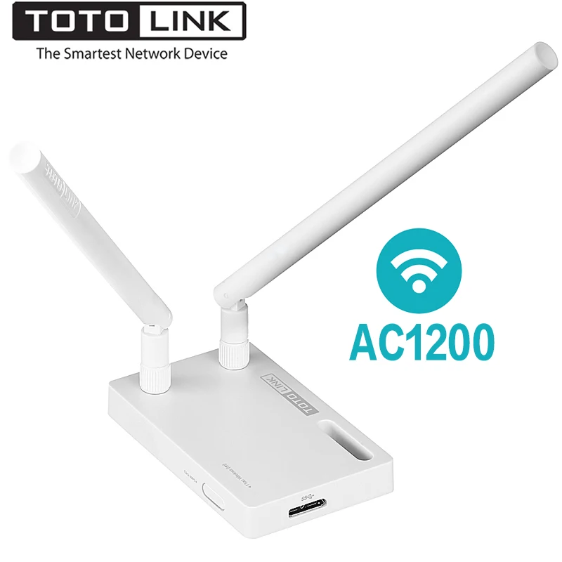 

TOTOLINK A2000UA AC1200 Dual Band Wireless Wifi USB Adapter With 2*5dBi External Antenna, Highly Compatible Wi-Fi Network Card