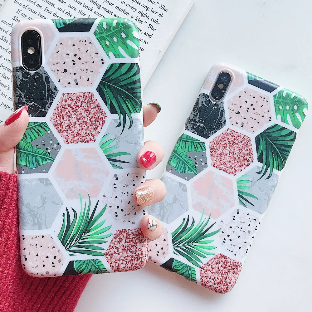 

Leaf Marble Silicone Case For iphone XS Max XR X 8 7 Plus Phone Case Soft TPU Cover For iphone X XR XS Max 7 8 6 6S Plus Case