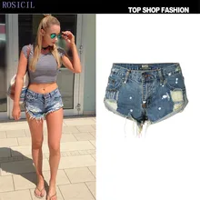 ROSICIL denim shorts jeans women summer fashion Blue Vintage Feminino Brand Shorts Lady Casual Plus size Short jeans TOP080#
