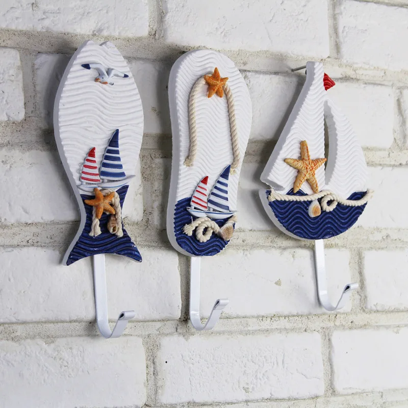 

Creative Wooden Slipper Sailboat Fish Marine Storage Hooks For Mediterranean Crafts Hanger Storage Hooks Home Decorate Wall Hook
