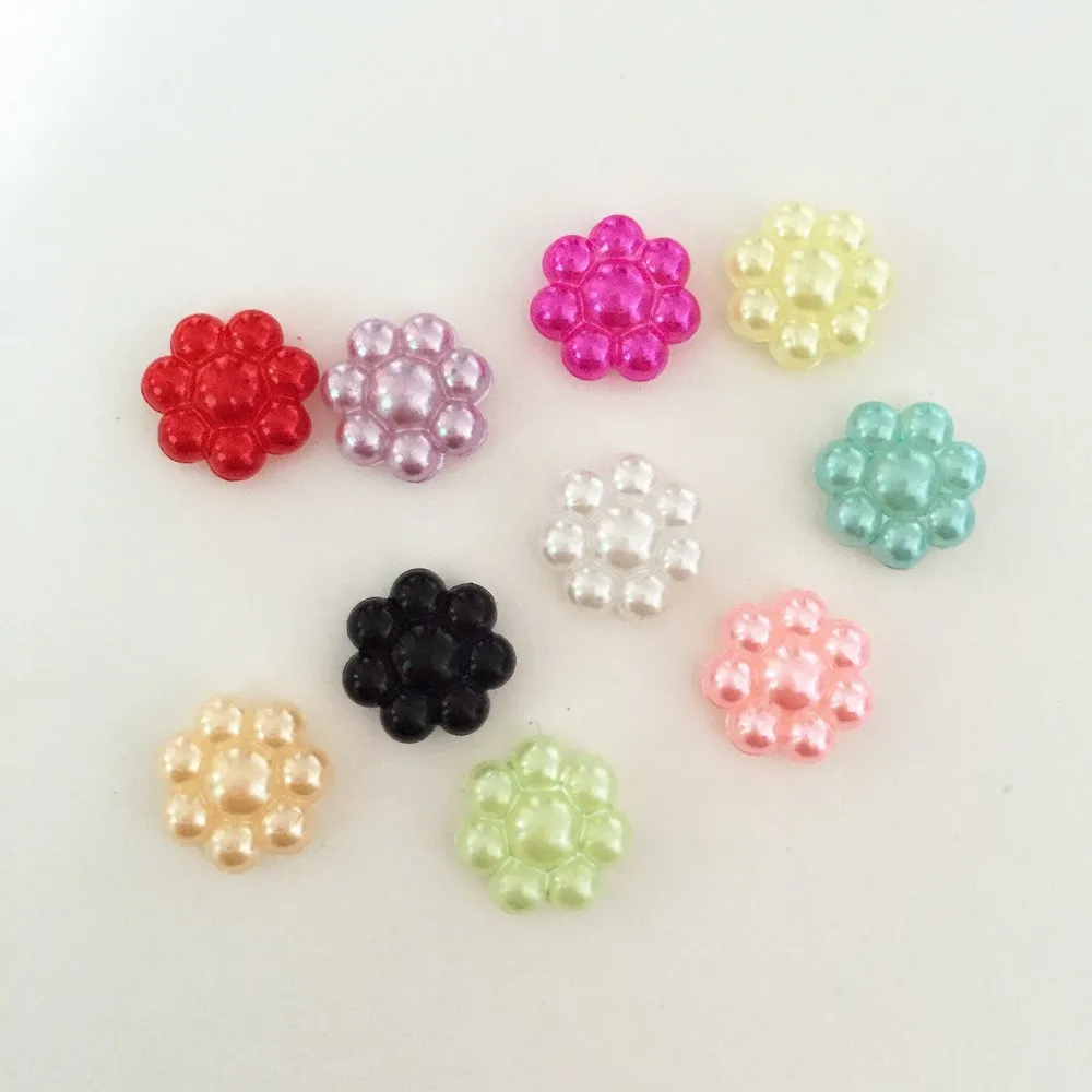 1000 pieces/lot 10mm MIXED plastic flower Bead flatback Scrapbook