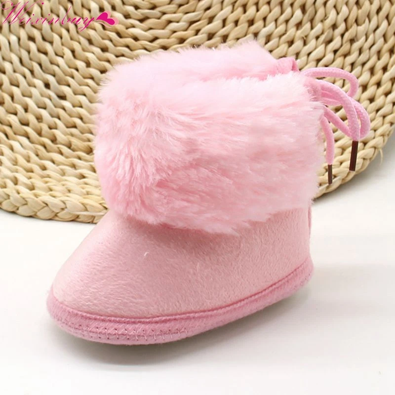 

Winter Warm Booties Infant Baby Girl Toddler Boots With Butterfly-knot Anti-slip Velvet Warm Soft Sole Shoes
