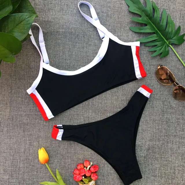 Sexy New 2018 Bikini Set Girls Patchwork Black Bikinis For Women Tanga