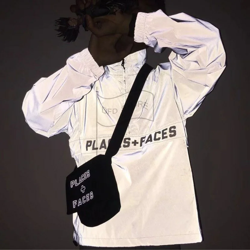 

Places+Faces Jacket Men Women 3M Reflective PLACES Plus FACES Windbreaker Windproof P+F places+faces Jackets