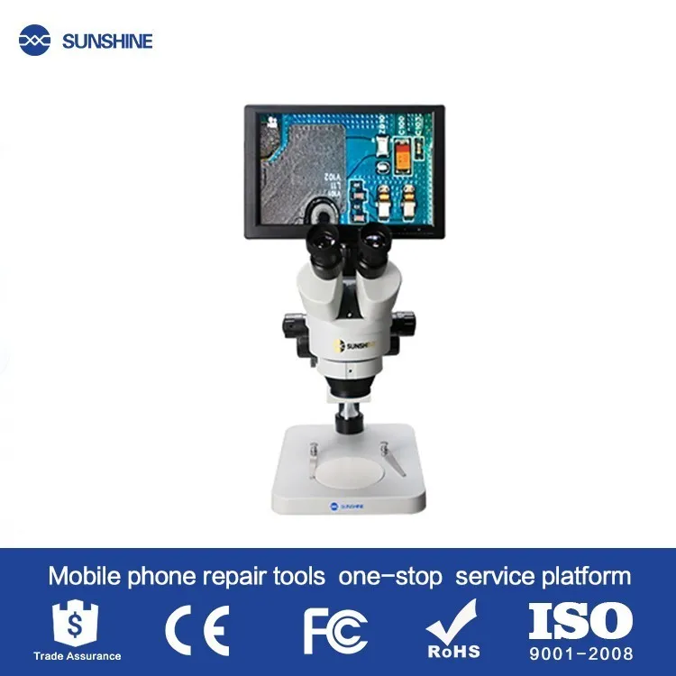 

Sunshine 10.1 inch SZM45T-B1-1600S HDMI 1600W Megapixel Camera With Binocular Zoom Microscope For Mobile Phone Repair