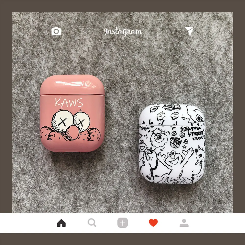 

sesame street Kaws ELMO case for Airpods cute cartoon lovely gift perfect design for Apple Airpods2 bluetooth earphone case