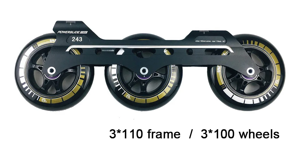 Powerslide скоростные роликовые коньки 3*110 мм рамки 243 мм с 100 мм или 110 мм колеса для 165 мм расстояние патины база