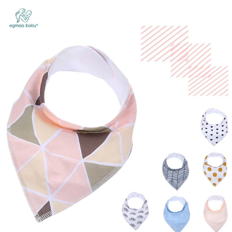 4pcs/ Pack bavoiToddler Infant Baby Bib 100% Cotton Absorbent Bandana Dribble Bib with Adjustable Snaps Saliva Towel Burp Cloth