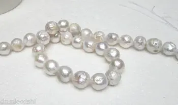 

huge11-13MM natural south sea white baroque pearl necklace 18INCH