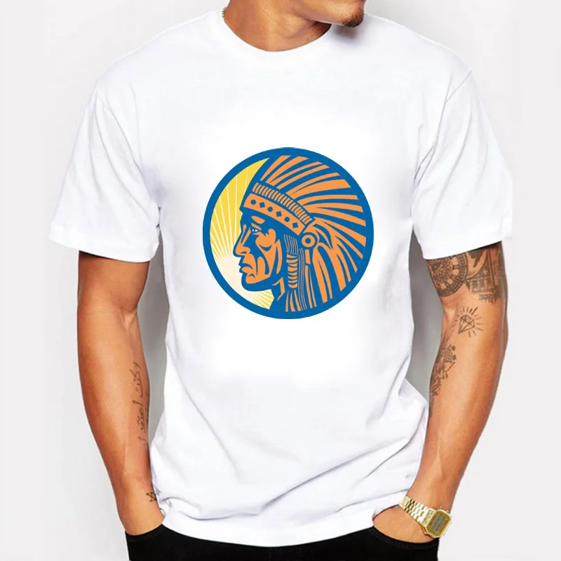 

Ray of Hope Print Cotton Men T Shirts Casual Tops Tees Camisetas Hip Hop Indian Head Swag Men T-shirt