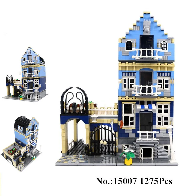 

IN STOCK H&HXY 15007 1275Pcs Factory City Street European Market Model Building Block Set Bricks Kits