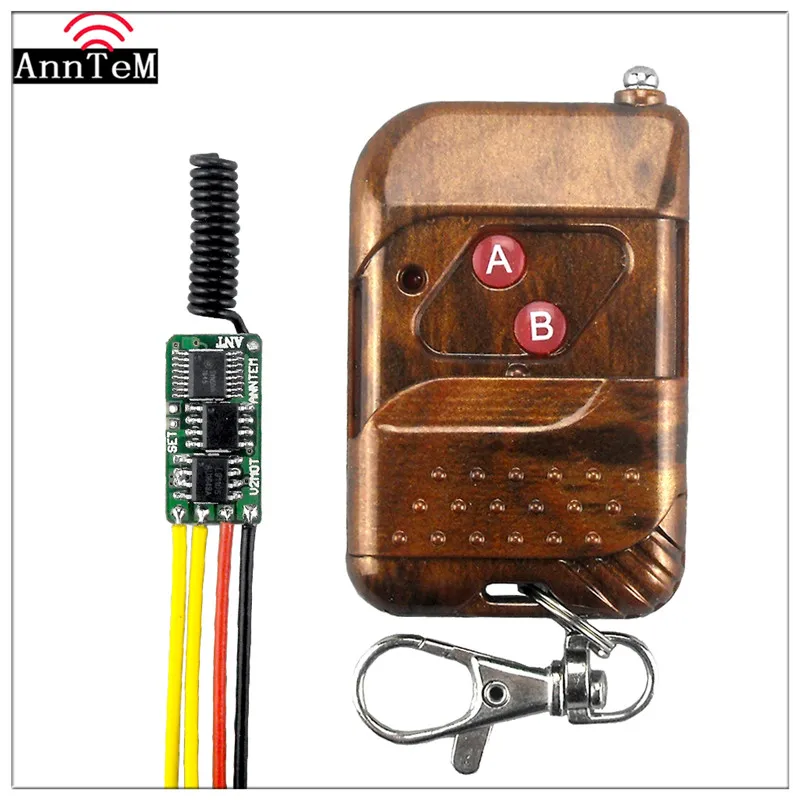 

Anntem brand RF DC3V to 12v Remote Control Switch Motor Coil Forward and Reverse Leanrning Code 433mhz Transmitter +Receiver