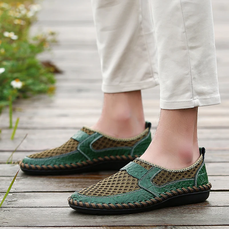 DUDELI/Мужская обувь; сетчатая Летняя обувь на плоской подошве; мужские лоферы на шнуровке; дышащая мужская повседневная обувь; прогулочная мягкая мужская обувь