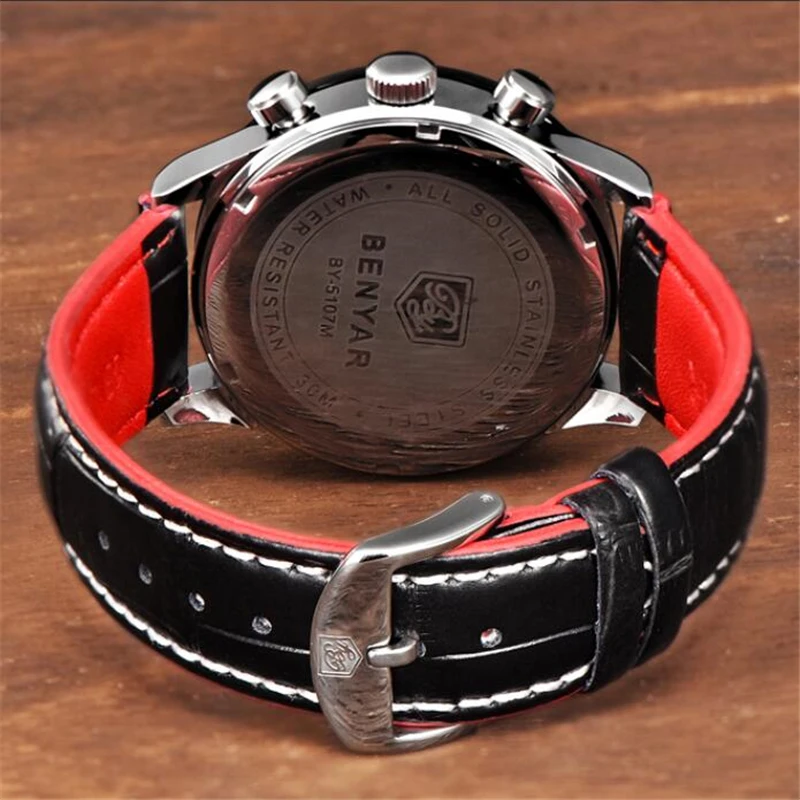 BENYAR Reloj Hombre Роскошные Кварцевые часы с секундомером мужские спортивные наручные