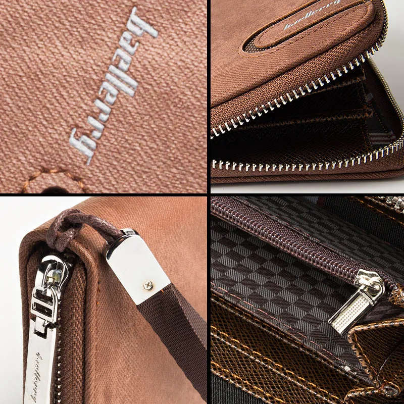 Baellerry Casual Leather Long Wallet Men Walet Male Clutch Zipper Wallets Men Phone Purse Money Bag Coin Pocket Card Holder