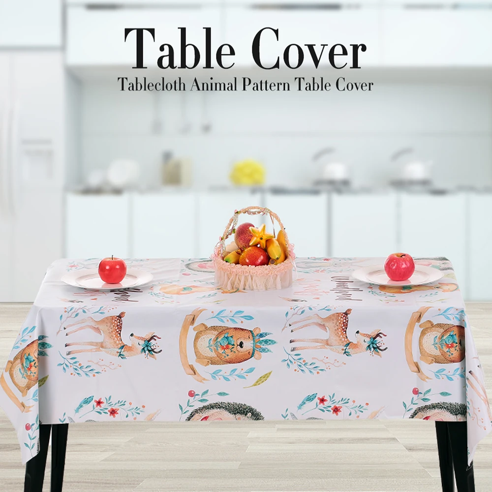 

Dining Room Tablecloth Animal Pattern Table Cover PVC Dust-Proof Water-proof Table cloth for Kitchen Dinning Tabletop Decoration