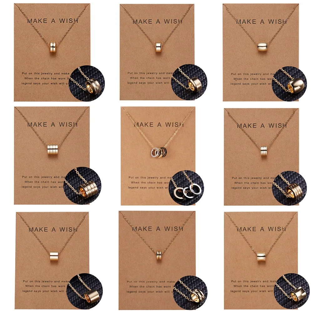 

Hot Sale Simple Hollow Round Circle Pendant Charm Necklace Femme Elegant Gold Choker Necklace Wish Card Fashion Jewelry Dropship
