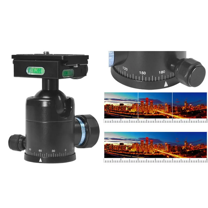 

1 Pcs Tripod Ball Head Panorama Aluminium Alloy 360 Degree Rotation for DSLR Camera WIF66
