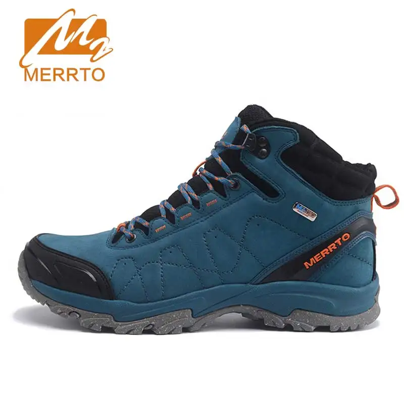 

MERRTO Skidproof Men Hiking Shoes Outdoor Cowhide Waterproof Breathable Sports Extra Warm With Inner Fleece Sneakers#C