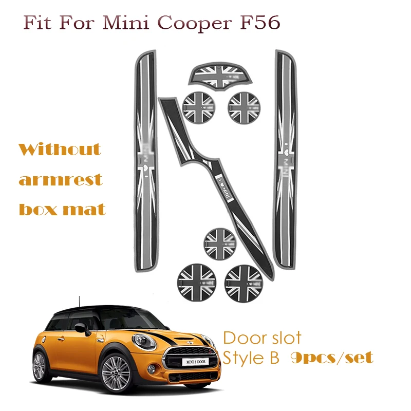 1 компл., наклейки для салона автомобиля для Mini Coopers Countryman Clubman F60 F55 F54 F56 R55 R56, коврик для двери, Противоскользящий коврик - Название цвета: F56 Gray A