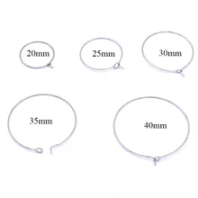 50 шт., гипоаллергенные серьги из нержавеющей стали 20 25 30 35 40 мм, круглые проволочные серьги-обручи, фурнитура для изготовления ювелирных изделий своими руками