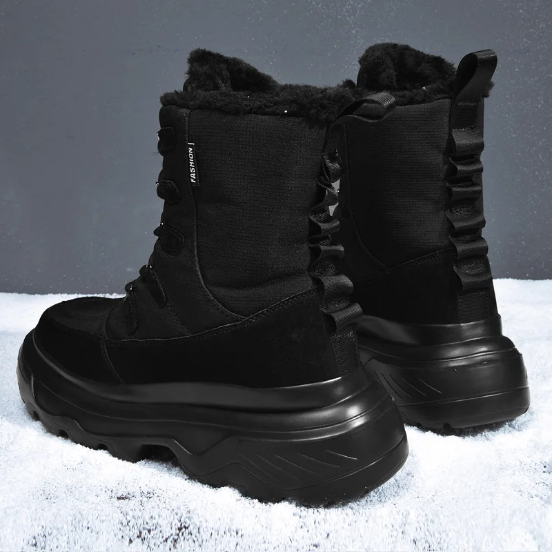 PHERON/Зимние теплые плюшевые ботинки на меху; мужские Ботильоны; качественные повседневные ботинки в байкерском стиле; водонепроницаемые мужские ботинки; большие размеры 39-46