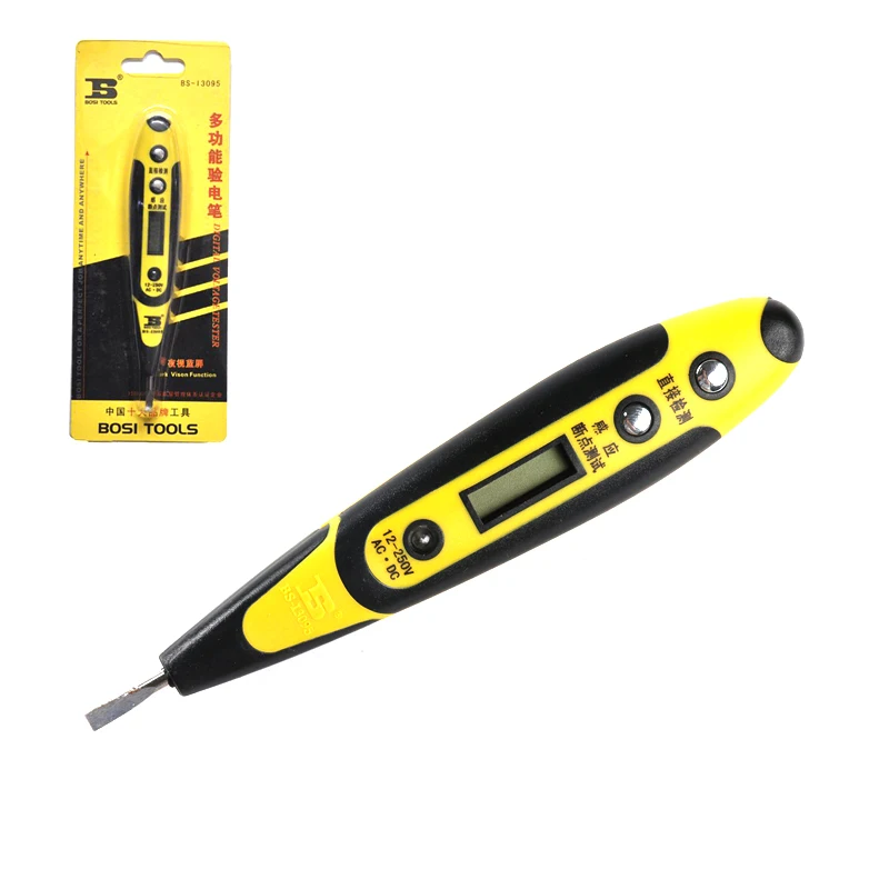 

12-250V AC/DC digital voltage tester with glow light