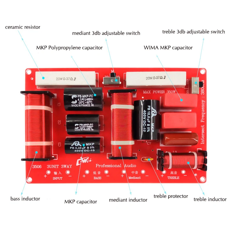 ARCHEER Профессиональный Сделай Сам HiFi аудио кроссовер 3 Way 250W 4-8 Ом дома Театр 5,1 звуковая панель Динамик частоты дивиер 45 Гц-20 кГц