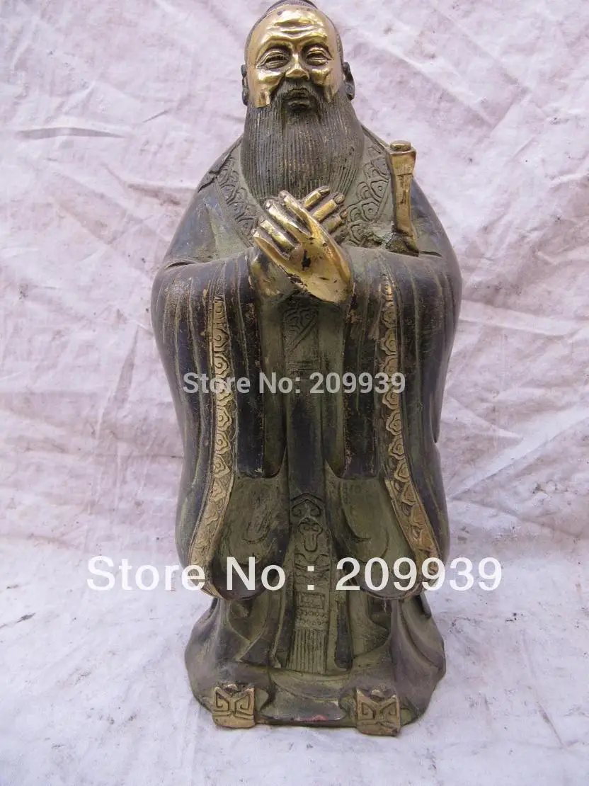 

huij 00191 Chinese Buddhism bronze gilt famous philosopher educationist Confucius statuary